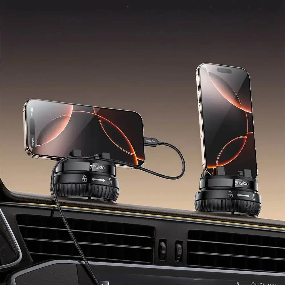 Support Smartphone Yesido Rotation 360° (avec Fixation Ventouse) Noir