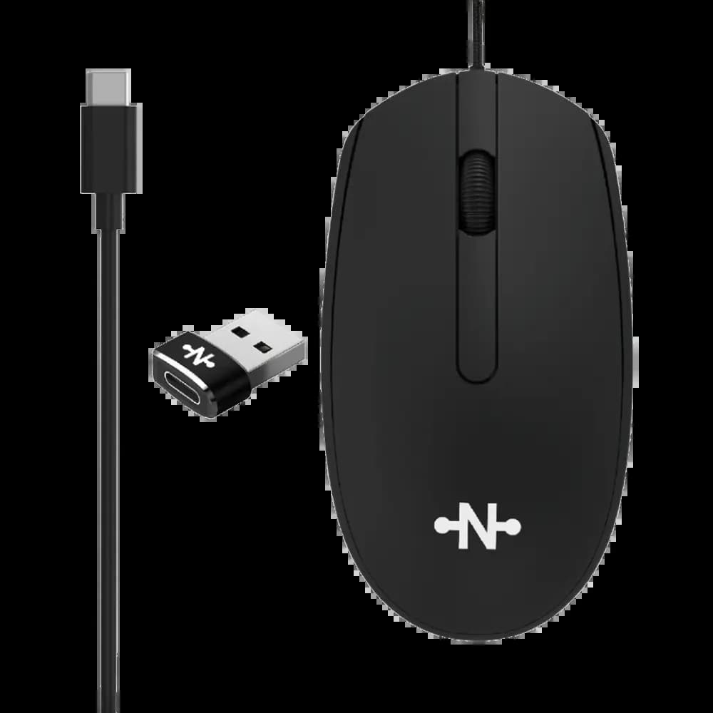 Souris Filaire CONNECT USB-C avec Adaptateur USB-C vers USB -  MC-SFN01 -  Noir