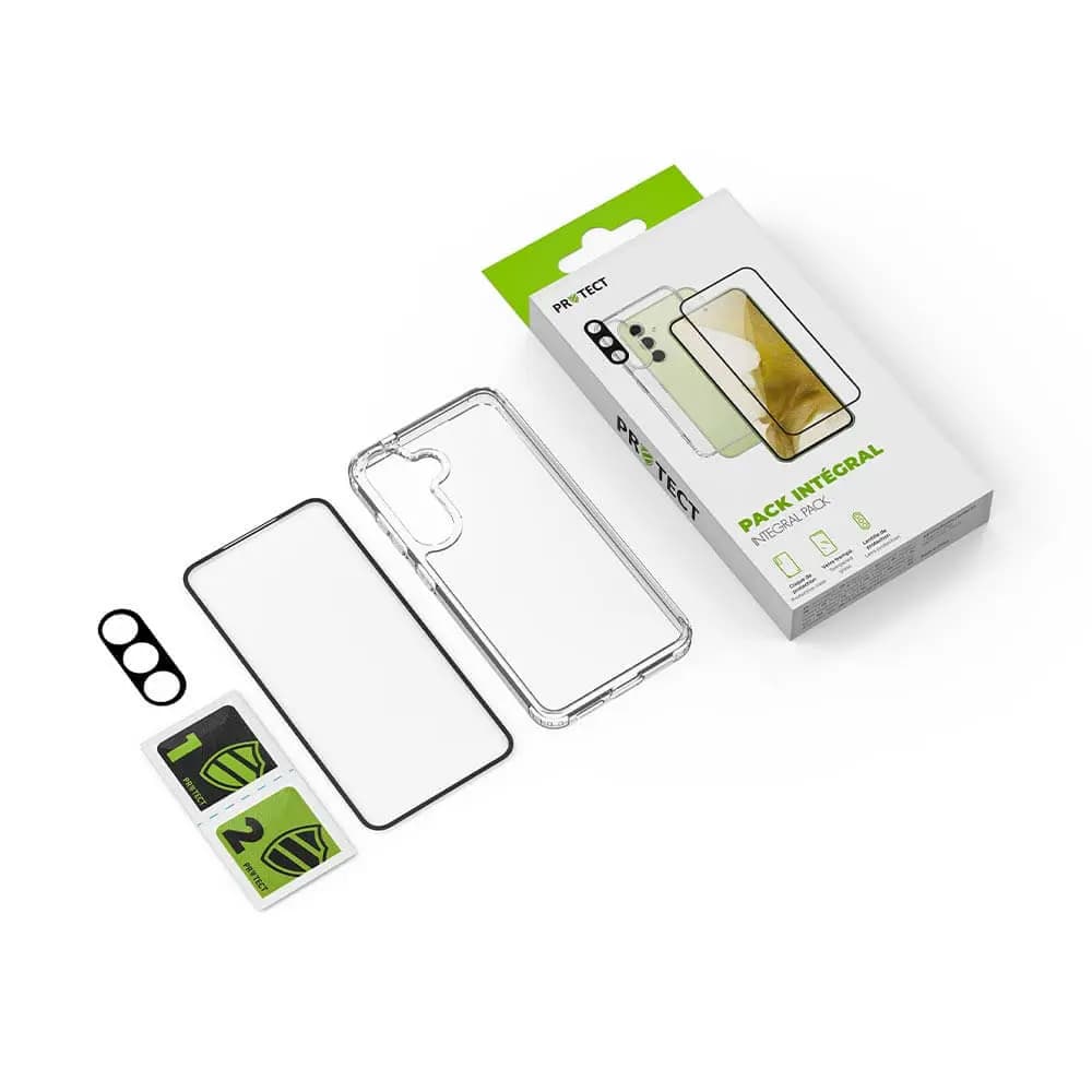 Pack de Protection Coque + Protection Lentille + Verre Trempé PROTECT pour Samsung Galaxy S25 Transparent