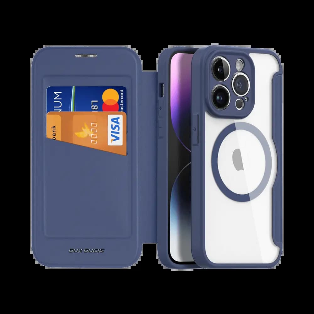 Housse folio MagSafe iPhone 14 Pro – Dux Ducis Skin X Pro Bleu