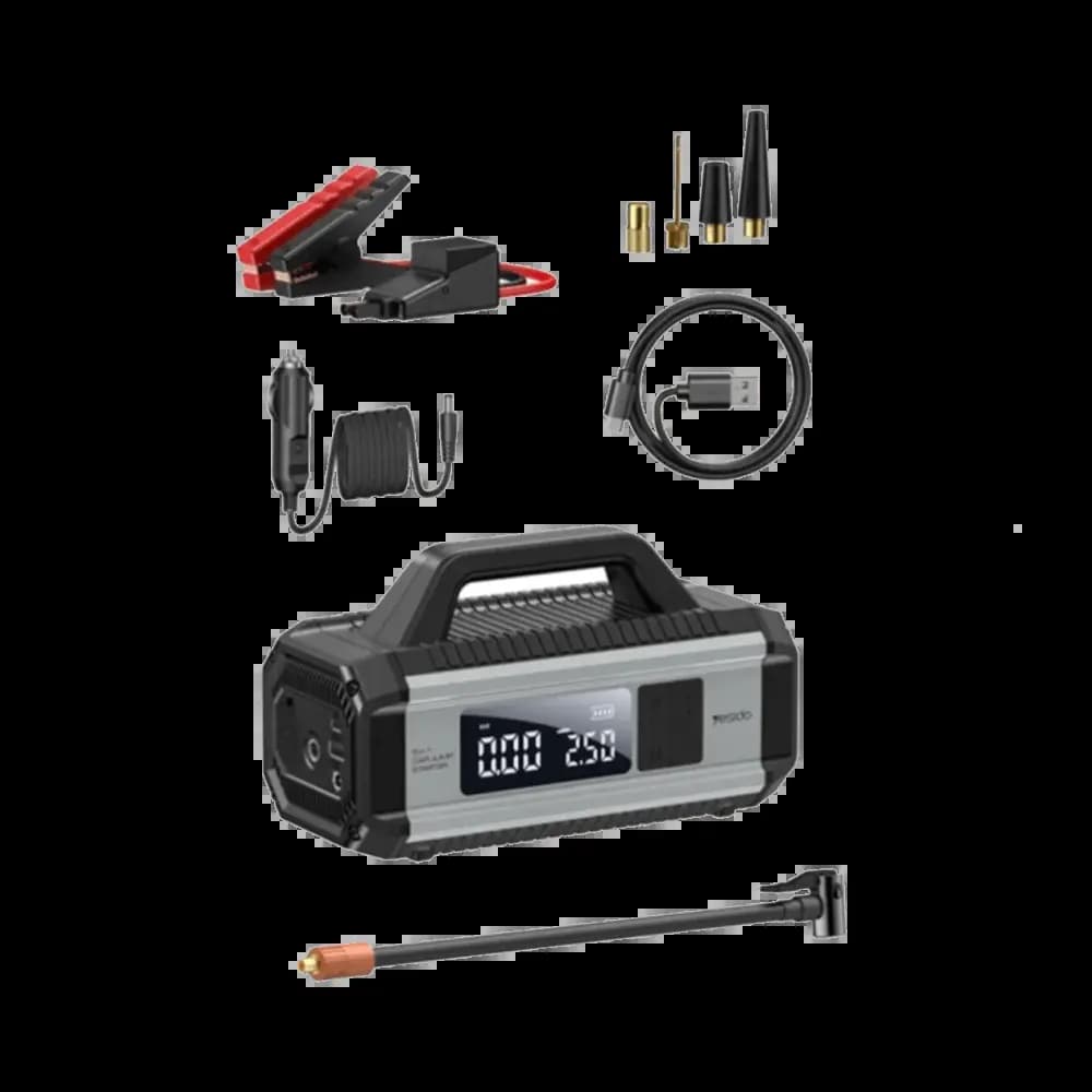 Booster pour Batterie Voiture Yesido 10000mAh avec Gonfleur pour Voiture, Vélo et Ballon Noir