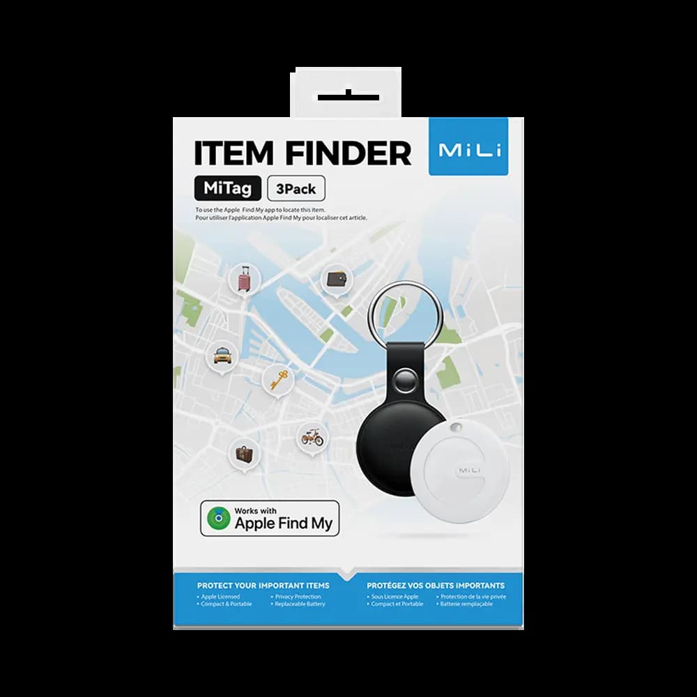 Traceur GPS MILI MiTag iOS Blanc (avec Étui Noir x3)