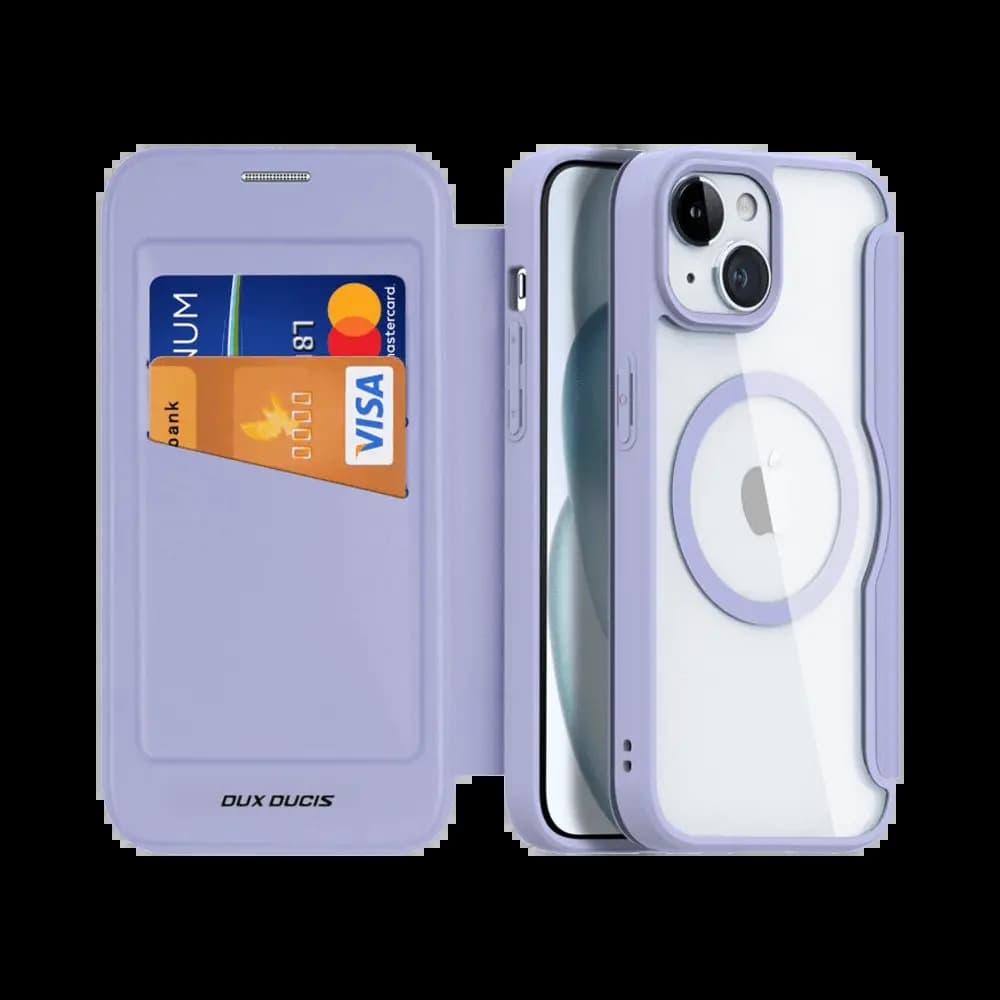 Housse folio MagSafe iPhone 15 Plus – Dux Ducis Skin X Pro Violet