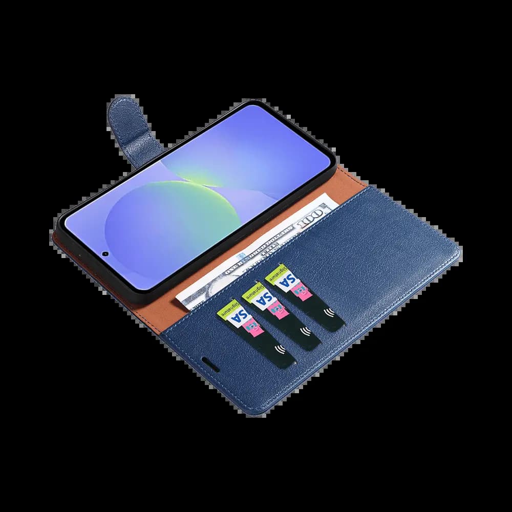 Housse folio anti-RFID Samsung Galaxy A37 5G – PROTECT IP011 Bleu Marine