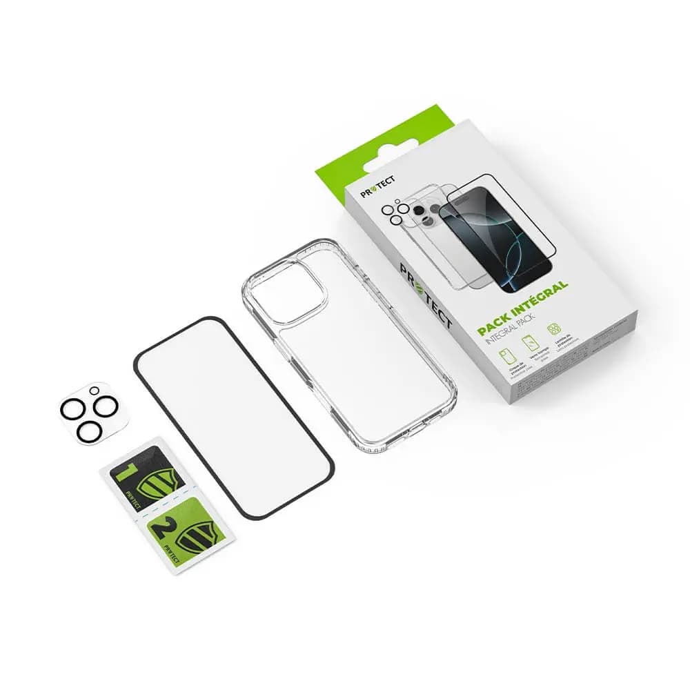 Pack de Protection Coque + Protection Lentille + Verre Trempé PROTECT pour Apple iPhone 16 Transparent