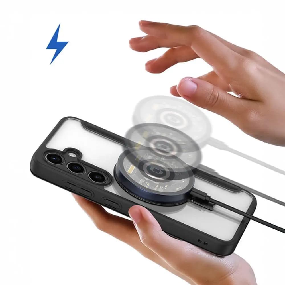 Housse folio MagSafe avec support + blocage RFID Samsung Galaxy S24+ 5G – Dux Ducis Skin X Pro Bleu