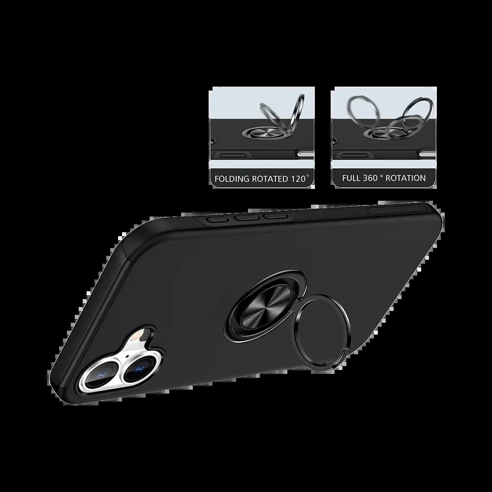 Coque de protection iPhone 16 Plus avec anneau rotatif – PROTECT IE013 Noir