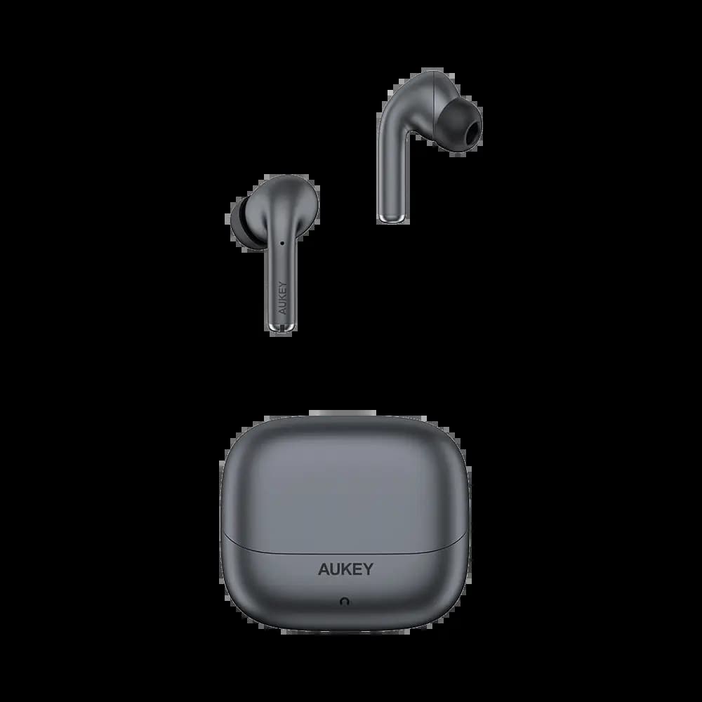 Écouteurs sans fil Aukey ANC hybride avec réduction de bruit active - Argent Métallique