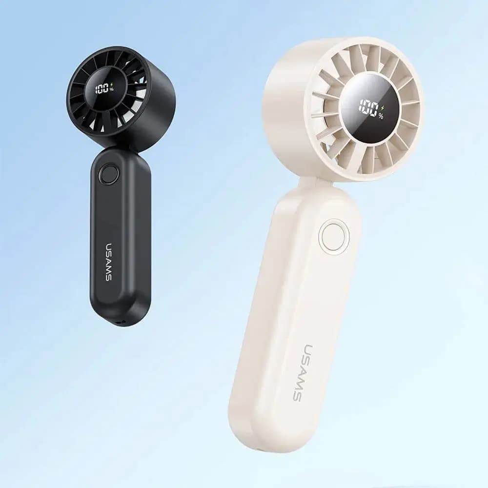 Mini Ventilateur Portable Usams Pliable à Affichage Numérique 1200mAh Noir