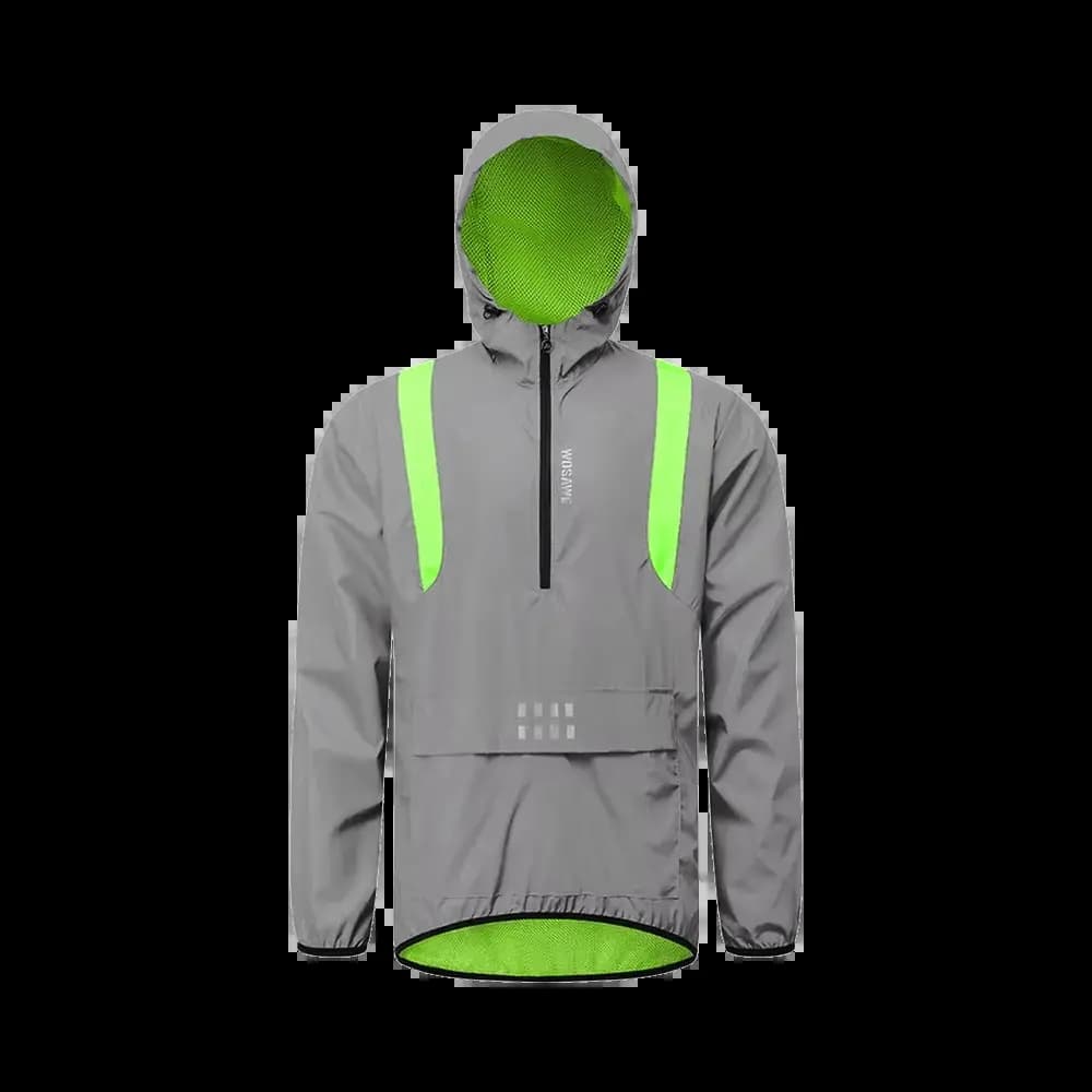 Veste Réfléchissante Coupe-Vent WOSAWE Imperméable avec Capuche (taille M) Gris