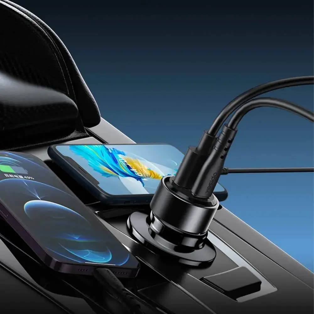 Chargeur Allume-Cigare Yesido 60W avec Câble USB-C vers USB-C Noir
