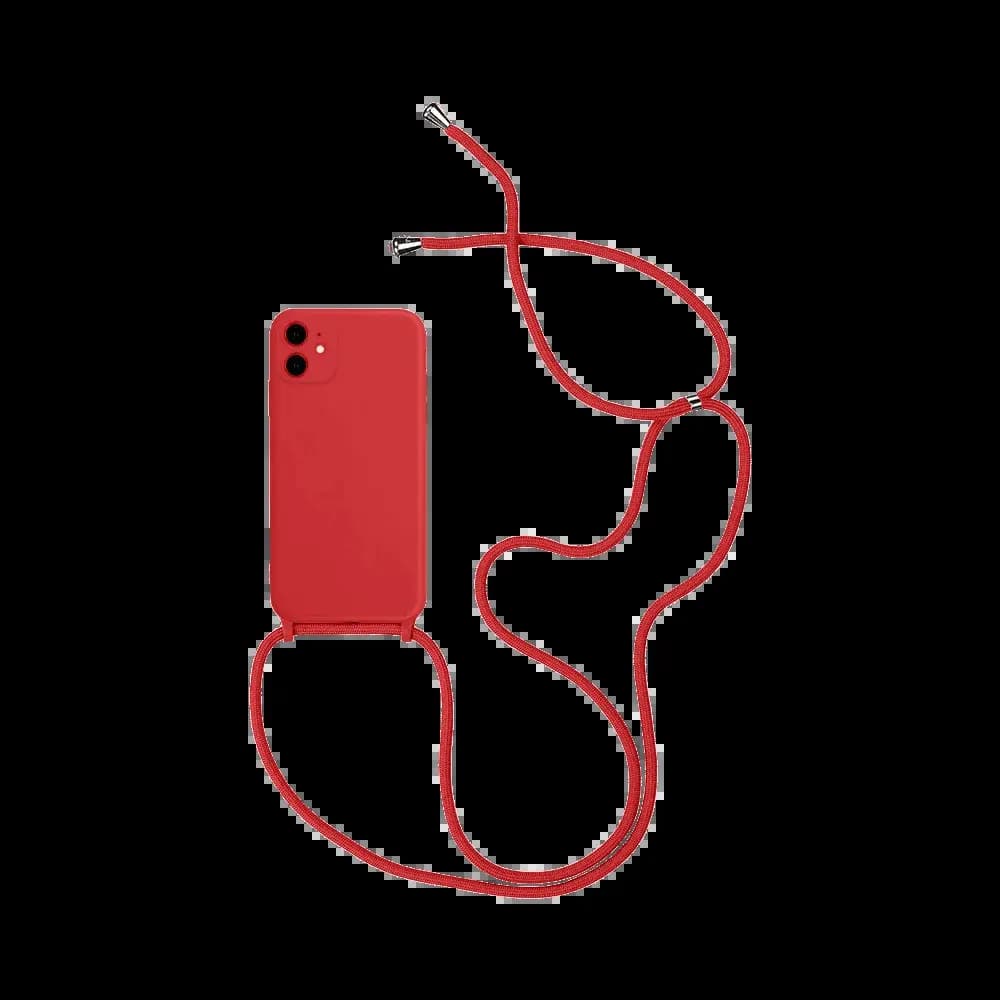 Coque Silicone avec Cordon Apple iPhone 12 Mini Rouge