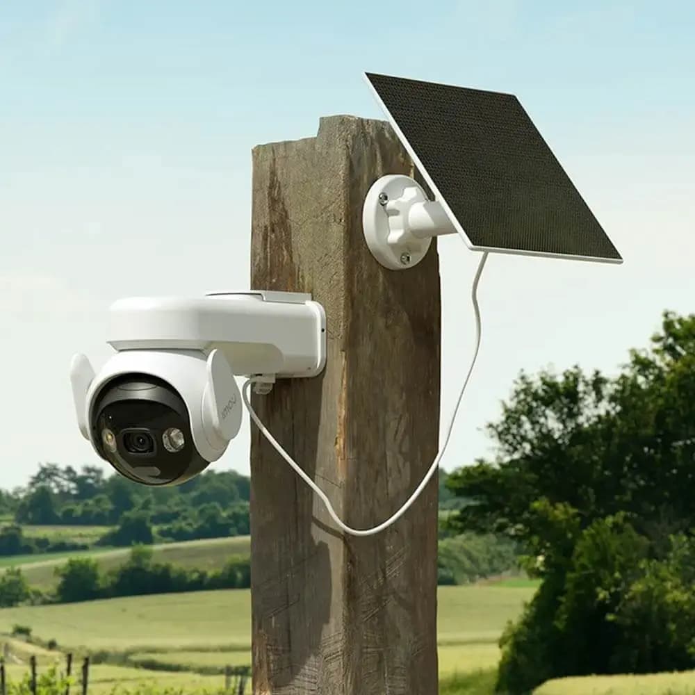 Caméra de Surveillance Sans Fil pour Extérieur avec IA Imou AOV PT 5MP 3K Wi-Fi + 4G avec Batterie 10000mAh et Panneau Solaire Blanc