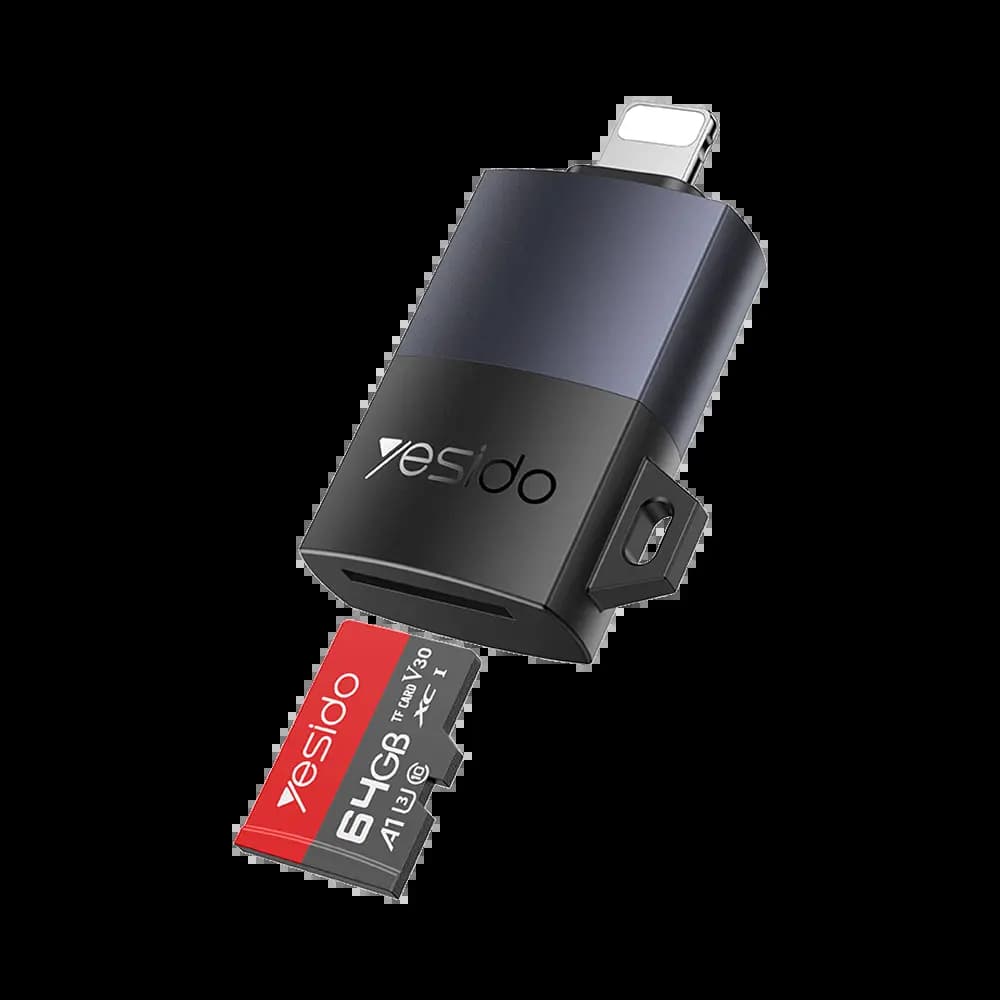 Lecteur de Carte Yesido OTG Lightning Noir