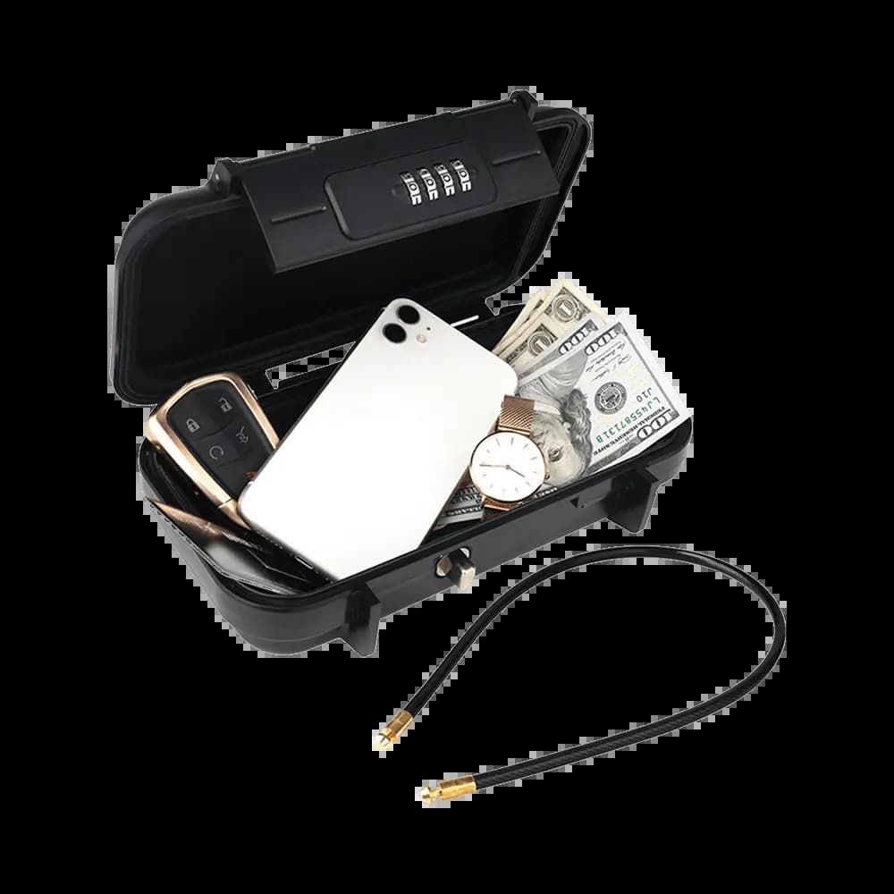 Mini Coffre Fort Portable avec Fil d'Acier Noir