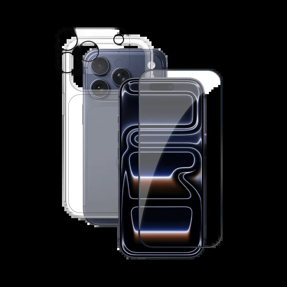 Pack de protection coque + protection lentille + verre trempé pour iPhone 17 Pro Max PROTECT - Transparent