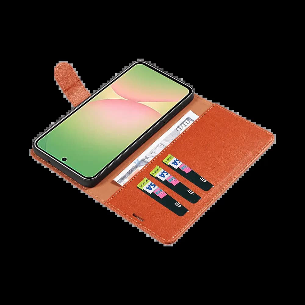 Housse folio anti-RFID Samsung Galaxy A57 5G – PROTECT IP011 Marron