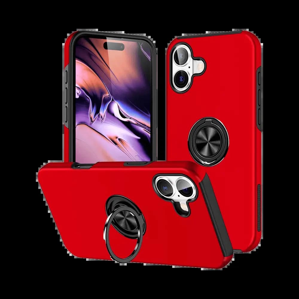 Coque de protection iPhone 16 Plus avec anneau rotatif – PROTECT IE013 Rouge