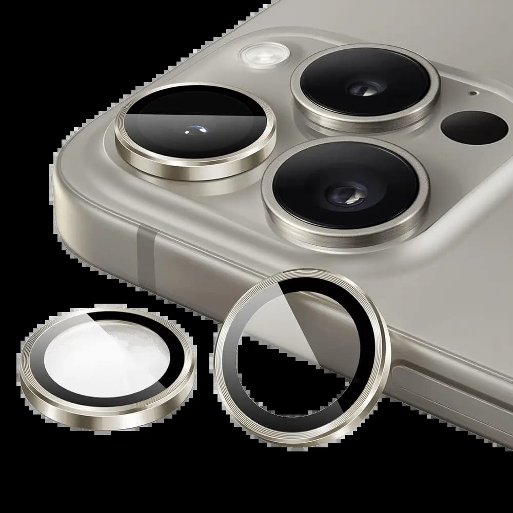 Protection lentille caméra iPhone 15 Pro / 15 Pro Max - Titane Naturel