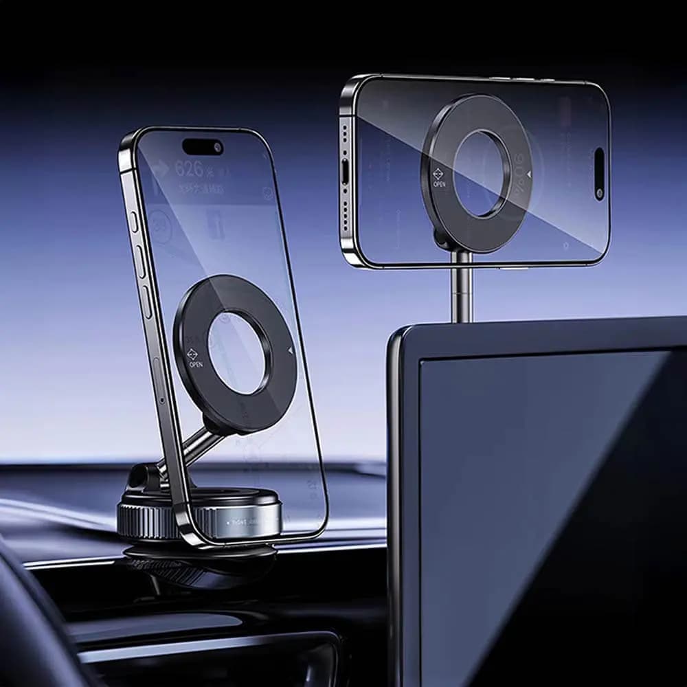 Support pour Smartphone  Magnétique avec Fixation Ventouse Noir