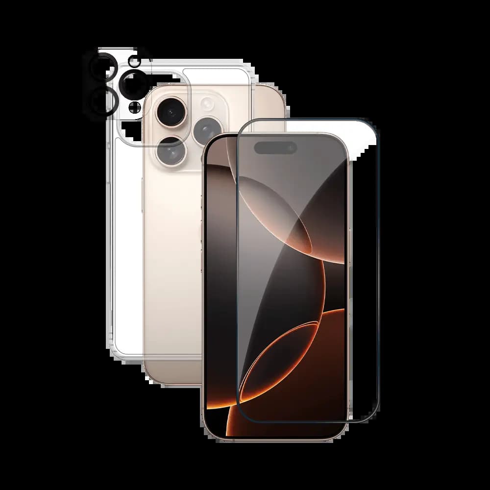 Pack de Protection Coque + Protection Lentille + Verre Trempé PROTECT pour Apple iPhone 16 Pro Transparent