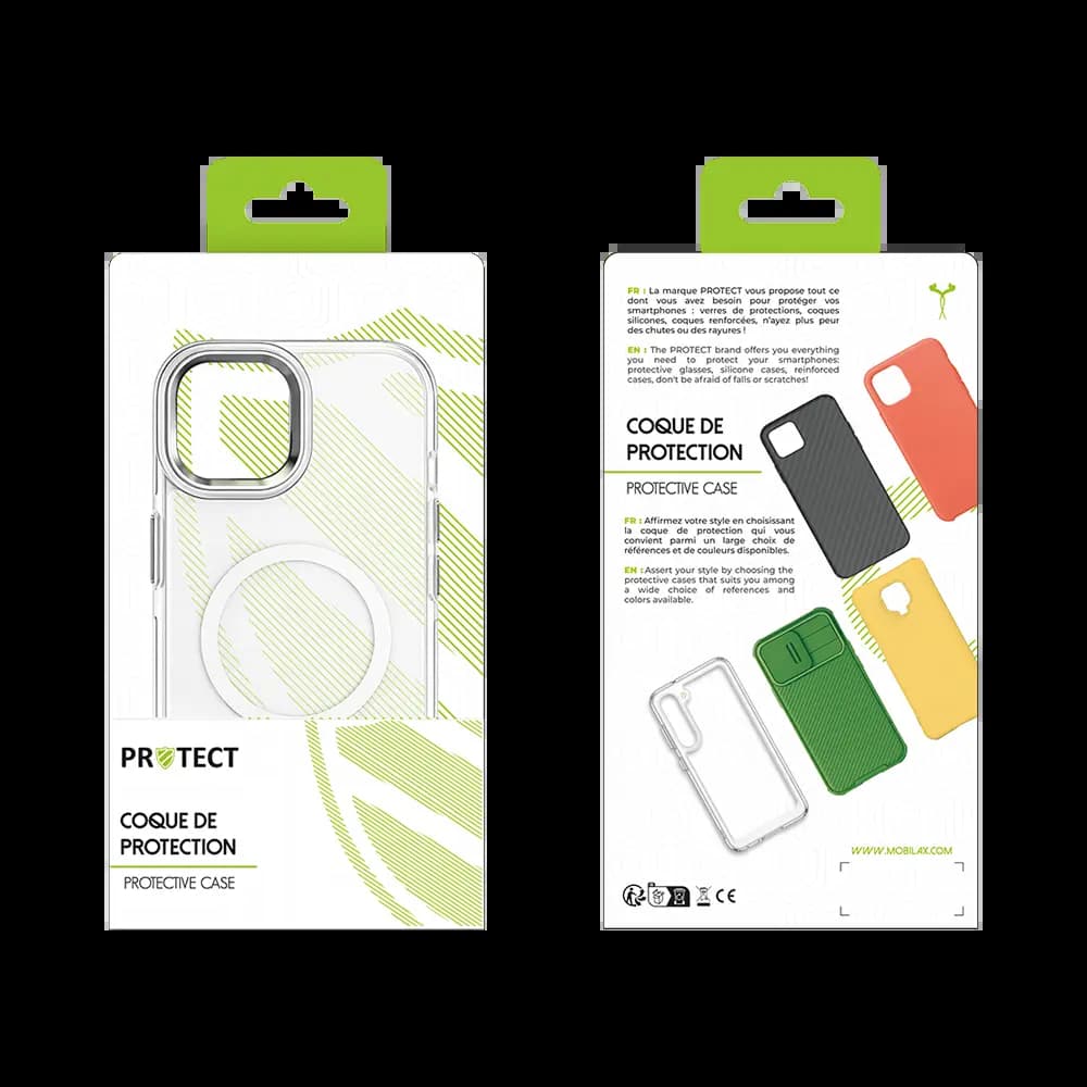 Coque MagSafe antichoc iPhone 15 Plus – PROTECT MS01 Blanc