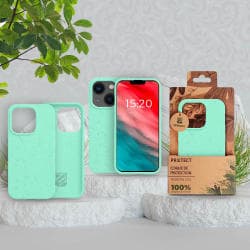 Coque Bambou Biodégradable PROTECT pour Apple iPhone 14 Vert Menthe