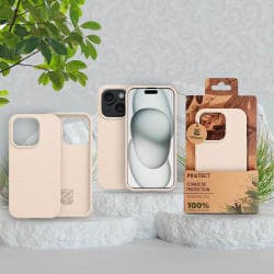 Coque Bambou Biodégradable PROTECT pour Apple iPhone 15 Rose
