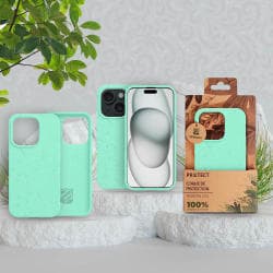 Coque Bambou Biodégradable PROTECT pour Apple iPhone 15 Vert Menthe