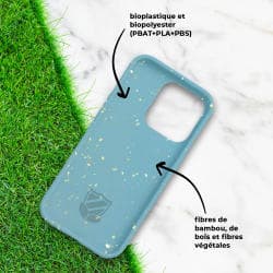 Coque Bambou Biodégradable PROTECT pour Apple iPhone 15 Bleu