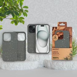Coque Bambou Biodégradable PROTECT pour Apple iPhone 15 Noir