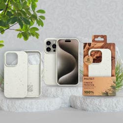 Coque Bambou Biodégradable PROTECT pour Apple iPhone 15 Pro Max Blanc