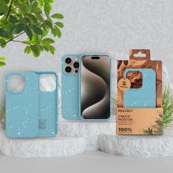 Coque Bambou Biodégradable PROTECT pour Apple iPhone 15 Pro Bleu
