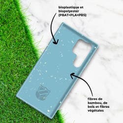 Coque Bambou Biodégradable PROTECT pour Samsung Galaxy S23 Ultra 5G Bleu