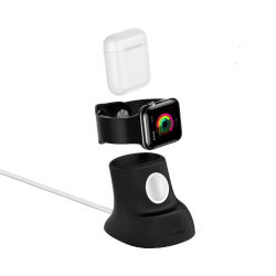 Support Silicone pour Pad de Charge Apple Watch & AirPods Usams Noir