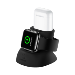 Support Silicone pour Pad de Charge Apple Watch & AirPods Usams Noir