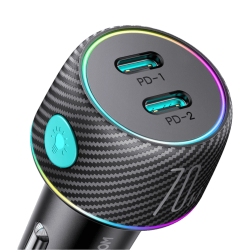 Chargeur Allume-Cigare JOYROOM Double Type-C PD 70W Noir