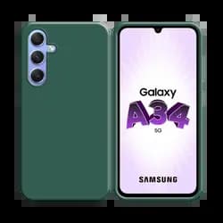 Coque Silicone Compatible pour Samsung Galaxy A34 5G Vert Foncé