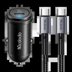 Chargeur Allume-Cigare Mcdodo Charge Rapide (avec Câble USB-C vers USB-C) 30W 1.2m Noir