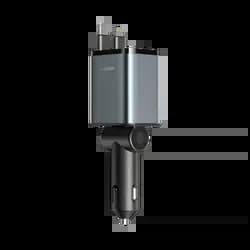 Chargeur Allume-Cigare JOYROOM 4 en 1 (avec Câble Rétractable USB-C + Lightning) 50W Gris Foncé