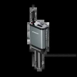 Chargeur Allume-Cigare JOYROOM 3 en 1 (avec Câble Rétractable USB-C) 45W Gris Foncé